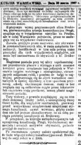 Brukowa artykuł z Kurjera Warszawskiego 1907 r 2